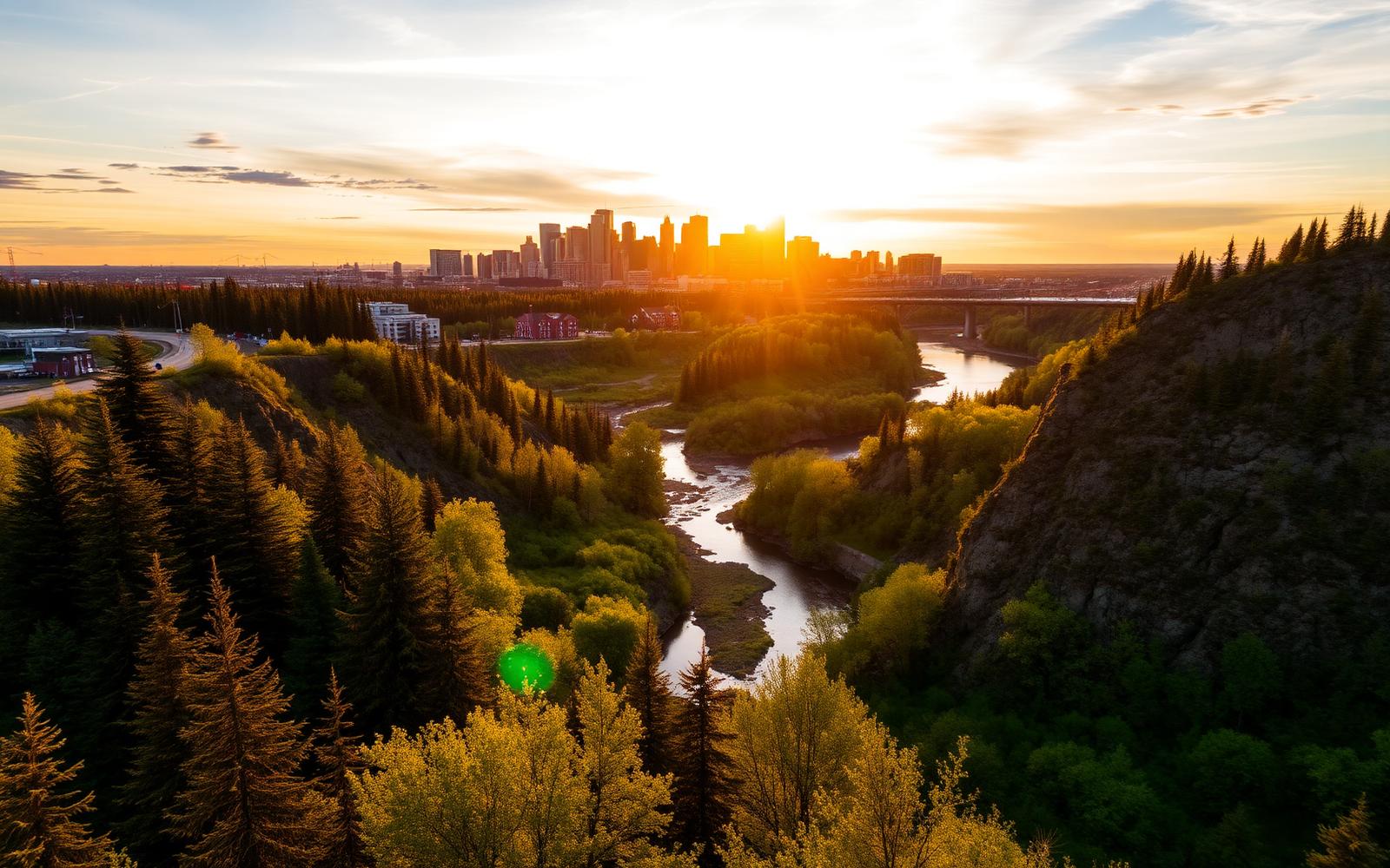 Edmonton river valley and downtown skyline